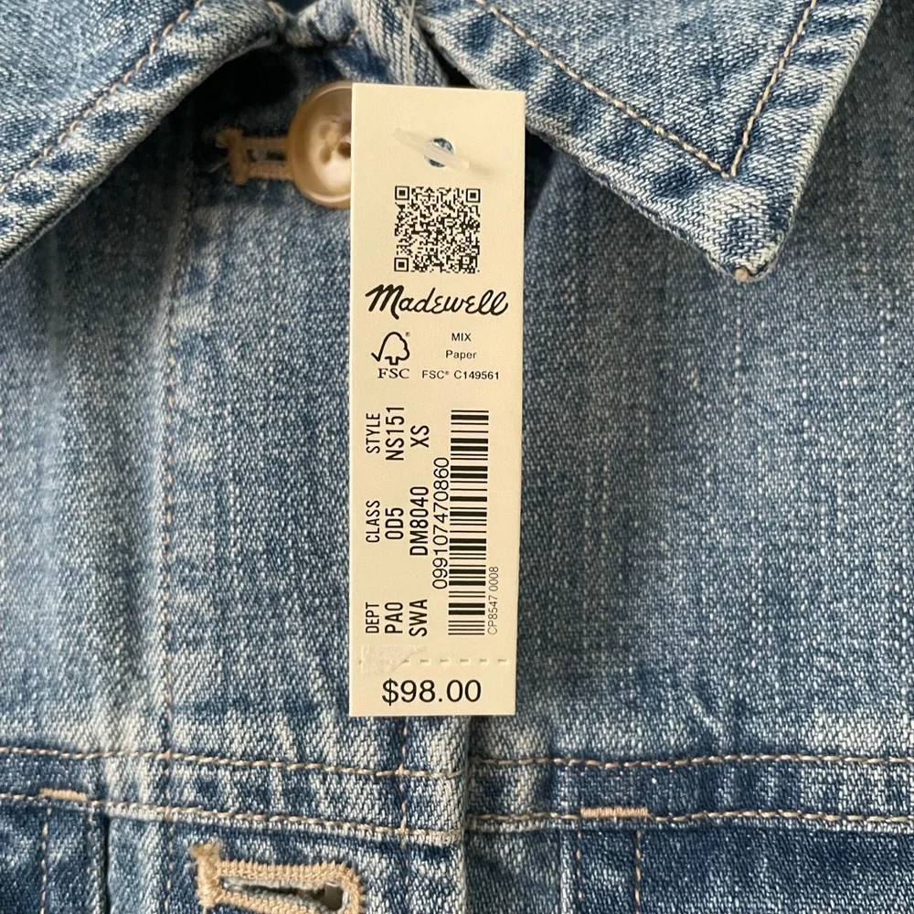 NWT Madewell Denim Button-down long-sleeve shirt - Picture 5 of 5